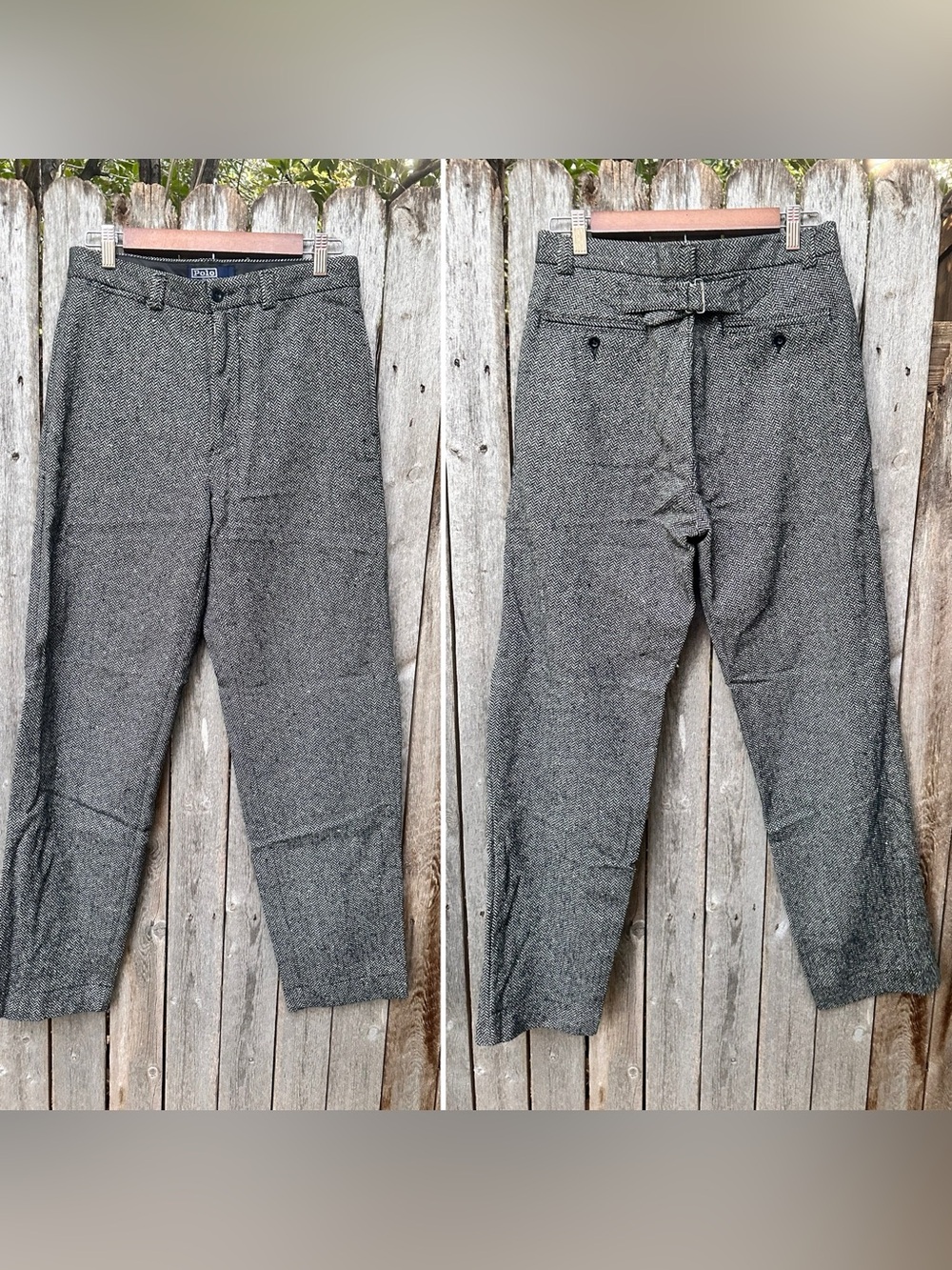 Vtg Polo Ralph Lauren Wool Herringbone Tweed buckleback pants 30 x 31